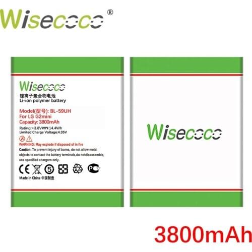 Wisecoco 3800mAh BL-59UH Battery For LG G2mini D618 D620 D620R D620K D410 D315 F70 Phone Latest Production Battery+Tracking Code