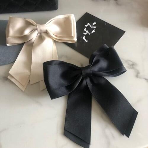 Fashion Ladies Girls Cute Bow Hair Clip For Women Ribbon Korean Solid Hairpins Barrette Hair Accessories Gift