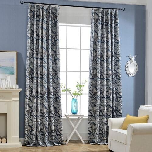 Modern Simple Geometric Window Curtains Thickened Cotton and Hemp High Precision for Living Room Bedroom Jacquard Curtains