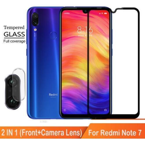 2 In 1 Set Coverage Tempered Glass for Xiaom Redmi Note 7 7pro Camera Protection for Xaomi Protector Glass on Xiomi Redmi Note 7