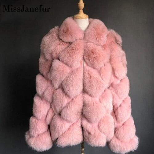 Luxury Genuine Real Fox Fur Jackets&Coats With Fox Fur Collar For Ladies Short Fox Fur Outerwear In Fur Garments