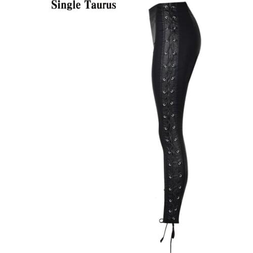 2020 Autumn High Waist PU Trousers Women Side Stripe Leather Black Push Up Pencil Pants Mujer England Style Coated Skinny Jeans