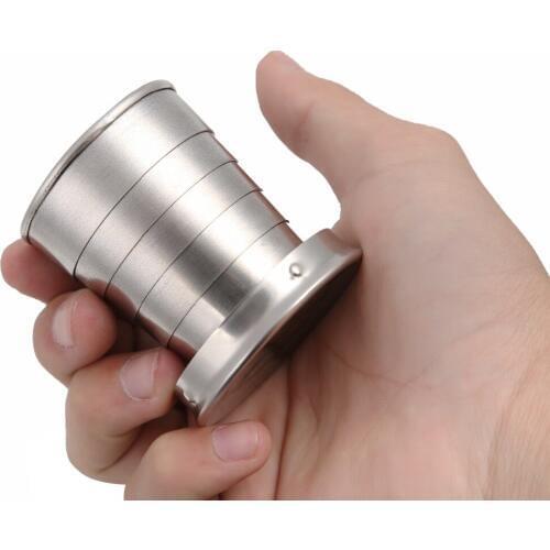 1PCS Stainless Steel Portable Collapsible Cup Bottles Camping Folding Cup Traveling Outdoor Camping Hiking Sports