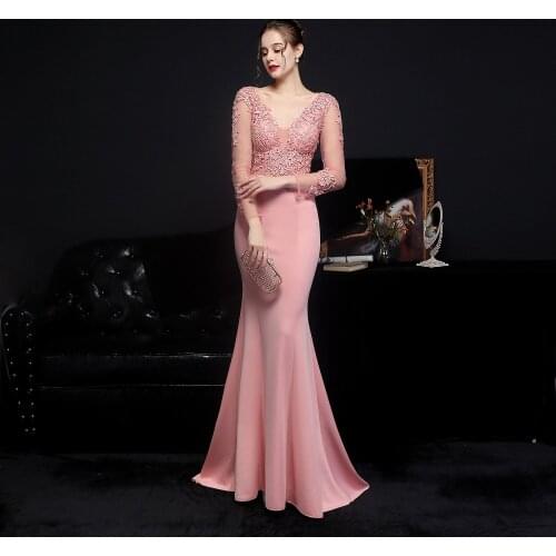 2021 Luxury Bridesmaid Dresses Mermaid V-Neck Beading Appliques Backless Zipper Pink Green Formal Wedding Party Prom Gowns New