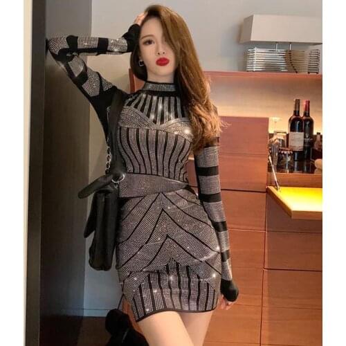 Women 2021 Spring Autumn Fashion Club Outfits Sexy 2 Piece Set Female Long Sleeve Tops And Skirts Set Night Party Slim Suit A552