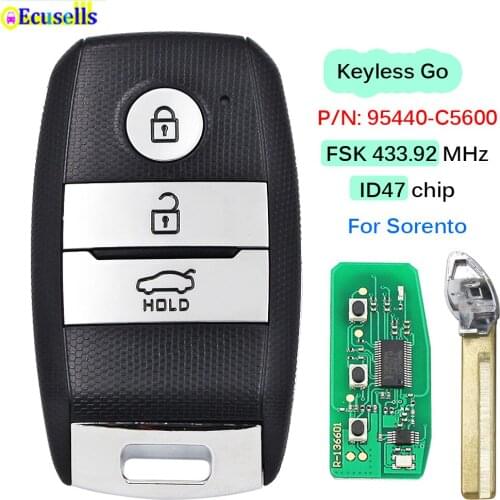 3 Button FSK 433MHz Keyless Go Remote Key NCF2971X / HITAG 3 / 47 Chip HY15 for Kia Sorento 2017 2018 2019 PN: 95440-C5600