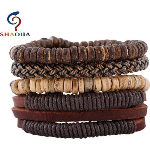 1 Set 4 Pcs 2017 New Fashion Coconut Shell Beads Charm Womens Bracelets Trendy Braiding Brand Beads Bracelets For men