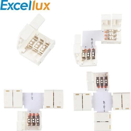Free Soldering 3PIN WS2812B WS2811 LED Strip Connector For Connecting Corner Right Angle 10MM For ws2811 2812 Strip Light Tape