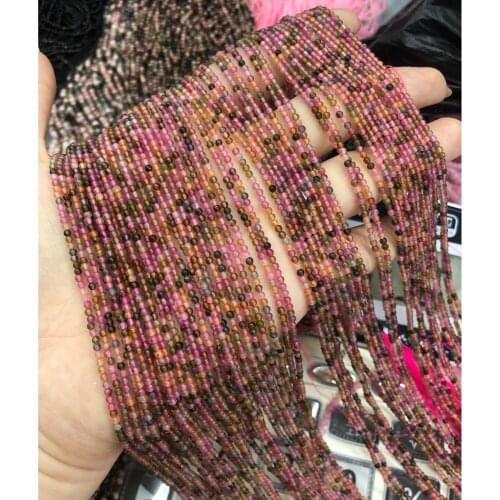 Natural Stone Bead Round Tourmaline Small Loose Beads For Jewelry Making DIY Necklace Bracelet Earrings Accessory