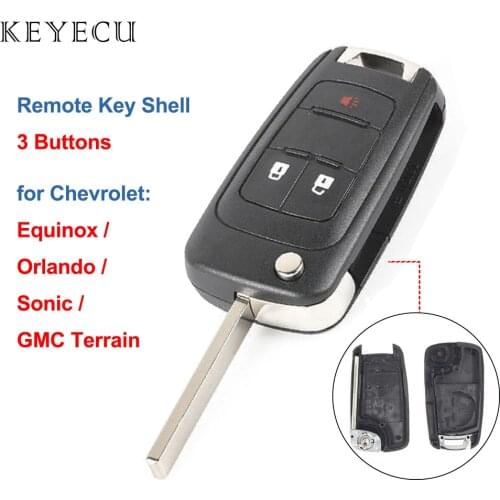 Keyecu Remote Key Shell Case Fob 2+1 Buttons for Chevrolet Equinox Sonic Orlando 2010 2011 2012 2013 2014 2015 2016 2017