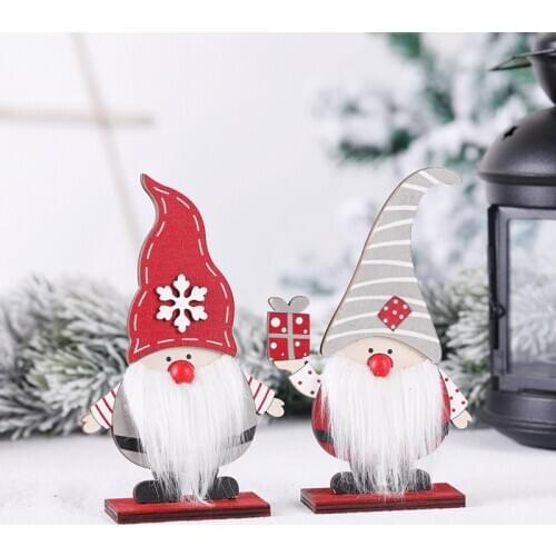 Wooden Santa Claus Tabletop Ornament DIY Set Table Display Wood Crafts for Christmas Home Decoration Kids Favors Bedroom Decor