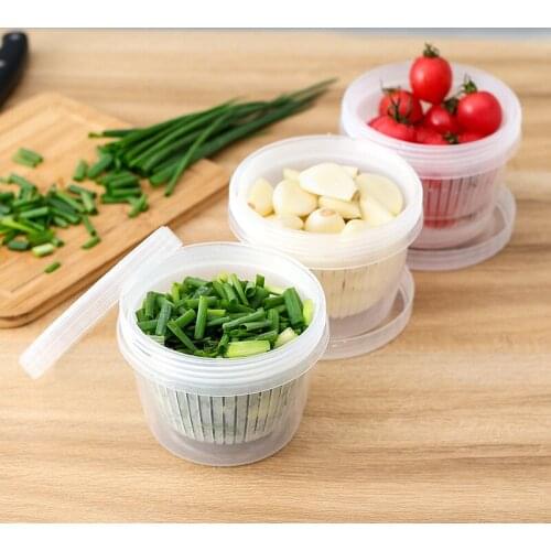 Home Kitchen Transparent Garlic Onion Fresh-Keeping Box Ginger Slice Garlic Fruit Storage Box Plastic Fridge Food Container