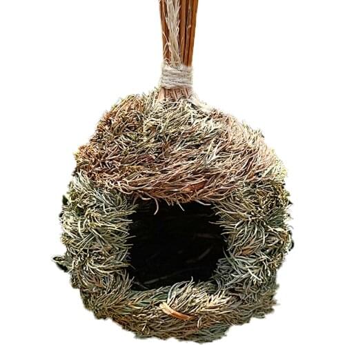 Gardening Bird House Hanging Straw Woven Bird Nest Natural Grass Handmade Birdcage Outdoor Decorative Bird Resting Place