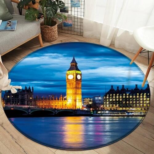 European Style Luminous Big Ben Carpets Flannel Anti-slip Bedroom Mat Area Rug 3D Landscape Carpet Room Printed Living Decor