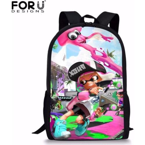 FORUDESIGNS 16 Inch Splatoon 2 Backpacks For Teenagers Casual Kids Travel Shoulder Bags Splatoon Bags For Children School Bag