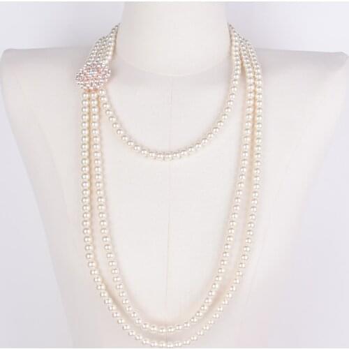 HOWAWAY 2020 new fashion pearl decoration long multi-layer chain necklace simple female elegant necklace