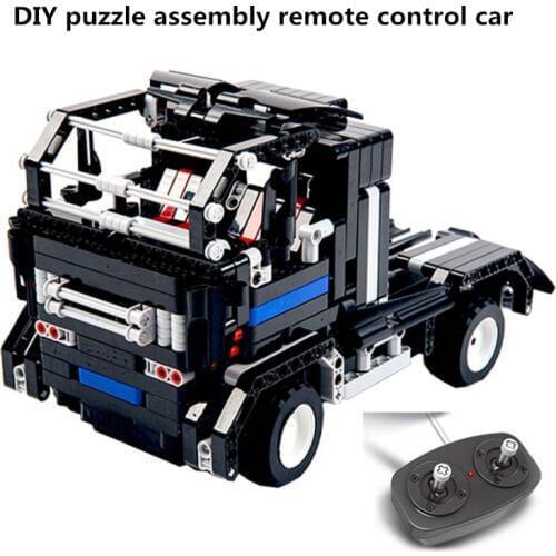 DIY RC blocks car puzzle parent-child interactive toy suv assembled and inserted electric childrren building gift box car model