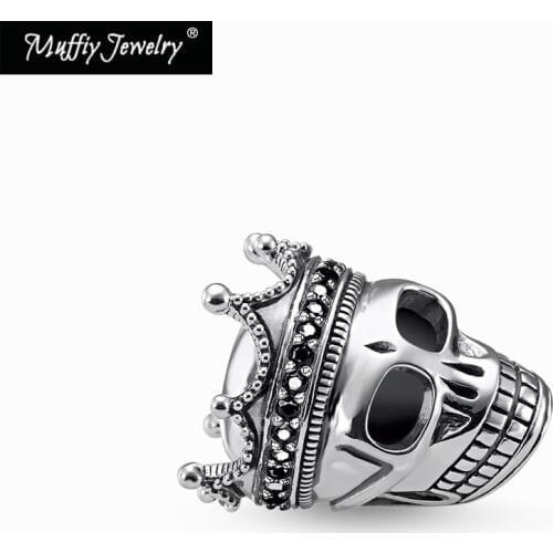 King Skull Beads,2019 Rebel Street Europe Style Karma Jewelry,Good Jewelry Necklace Bracelet Earring, 925 Sterling Silver Gift