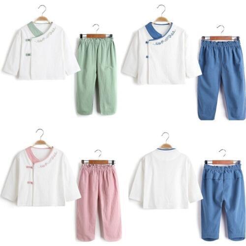 Chinatown Confucius Institute Hanfu Kids Boys Girls kung fu Suit New Year Chinese Traditional Costumes Children Clothing set