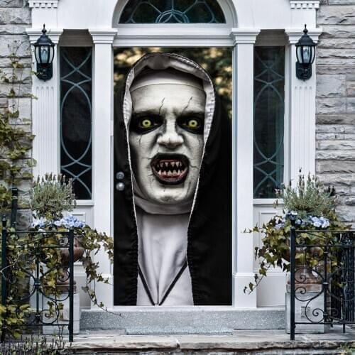 Halloween Horror Nun Creative 3D Door Sticker Personality Wooden Door Home Decoration Wall Sticker Renovation Wall Sticker