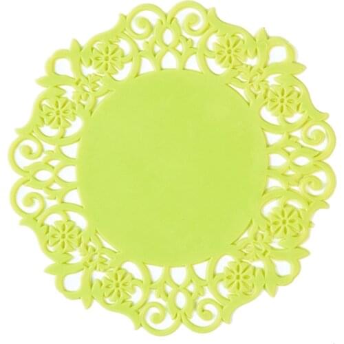 Hollow Lace Flower Design Round Silicone Table Cups Coaster Heat Resistant Pads CLH@8