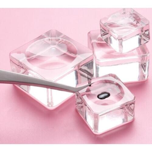 Square Crystal Glass Gasket False Eyelash Stand Glue Pad 4 size Glue Holder Eyelashes Adhesive Pallet Paste Glue Pad Makeup Tool