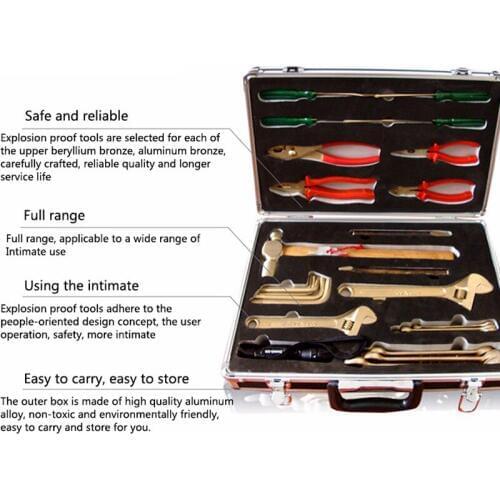25pcs Hand Tool Set Non Sparking Combination Tool Set for Gas Station, Explosion Proof, Aluminium Bronze Hand Tool Box
