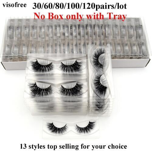 30/60/80/100 pairs Visofree Mink Eyelashes No Box Fluffy Natural False Eyelashes Long Cruelty Free 3D Mink Lashes Makeup Lashes