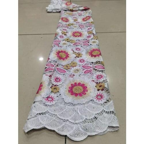 New fashion African cord lace with stones!wholesale price French lace fabric!High quality guipure lace fabric for party dress