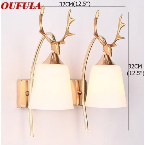 OUFULA Wall Lamps Contemporary Creative Deer head shape LED Sconces Lights Indoor For Home Balcony