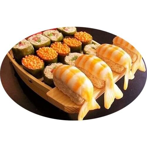 Practical Wooden Sushi Plate Boat Shaped Dish Japanese Style Snack Tray Serving Dish for Home Restaurant Decoration