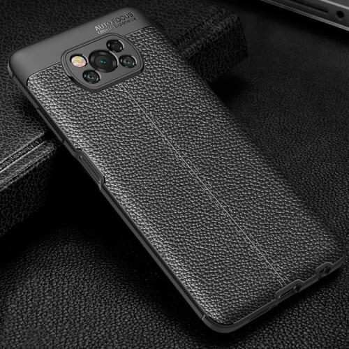 Shockproof Case for Xiaomi POCO X3 NFC F2 Pro F3 Leather Texture Soft Silicone Phone Back Cover for Redmi Note 10 10 Pro Cases