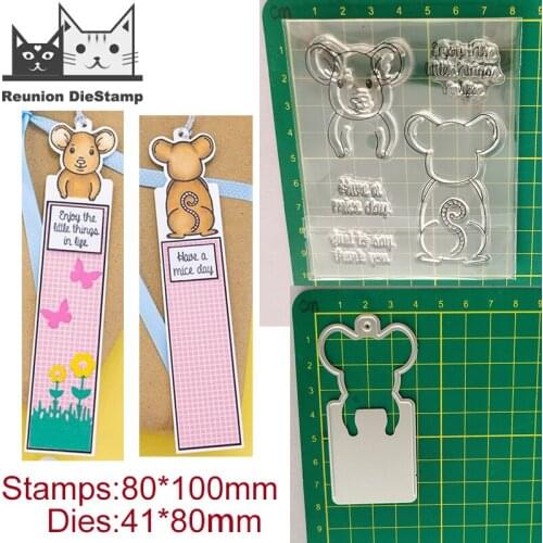 Stamp and Die Sets Rat Mouse Front and Back Tag Metal Cutting Dies and Stamps Stencil for DIY Scrapbooking Photo Album Embossing