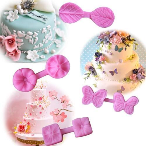 Leaf Butterfly Four petal Cherry Blossom Silicone Fondant Clay Cake Mold Embossing flower Chocolate Candy Decorating
