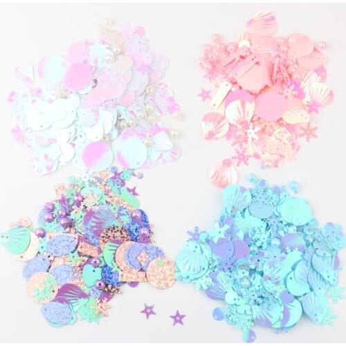 Mixed Stowag Sequins Paillettes Pearl Heart Snowflake Star Shell Round Shape Mix Sequin For Craft With 1 Hole DIY Accessorie 20g
