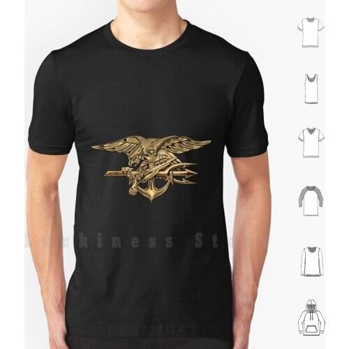 U.s. Navy Seals Trident Over Black Velvet T Shirt DIY Cotton Big Size S-6xl Military Insignia 3d Collection By Serge