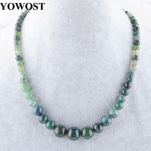 Aquatic Agates Gem Stone 6-14mm Gradated Round Beads Necklace 17.5 inches Fashion Women Jewelry IF3025