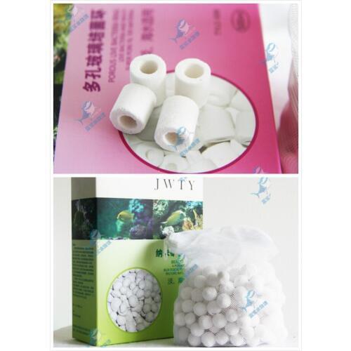 High Quality Aquarium Bio Balls Fish Tank Pond Biological Rings Filter Media Ceramic Biological Filtration With Net bag 500ml 1L