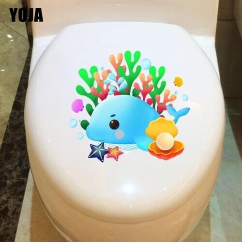 YOJA 21.6*19.9CM Funny Fish Living Room Home Decor Toilet Decal Wall Sticker Cartoon Pattern T3-0946