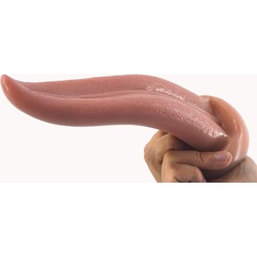 20cm Big Tongue Dildo Erotic PVC Long Dildos Realistic Tongue Penis Suction Cup Dick for Anal Orgasm Adult Sex Toy for Woman