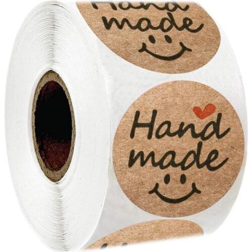100-500pcs Kraft Paper Stickers Smiling face pattern Scrapbook Gift Stationery Label Sticker Handmade With Love For The Sticker