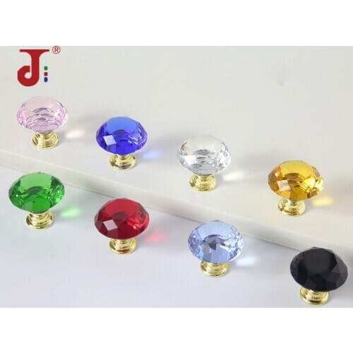 30mm Natural Color Single Hole Diamond Shape Design Crystal Glass Knobs Cupboard Pulls Door Drawer Cabinet Handle Hardware