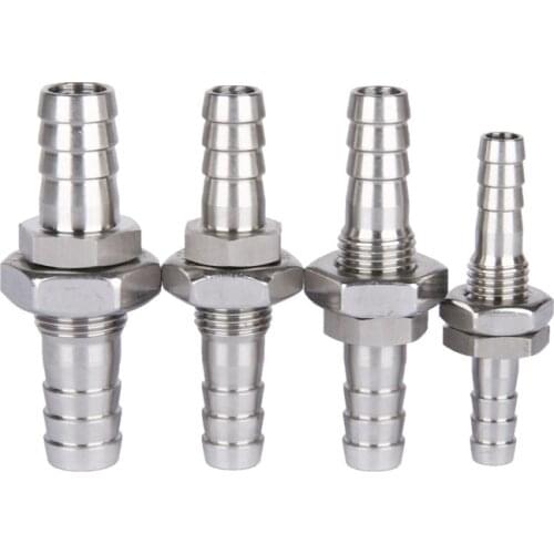 304 stainless steel pipe fittings hose barb partition barbed gas nozzle tail pipe joint 3 6 8 10 12 13 14 16 20 25 32mm adapter