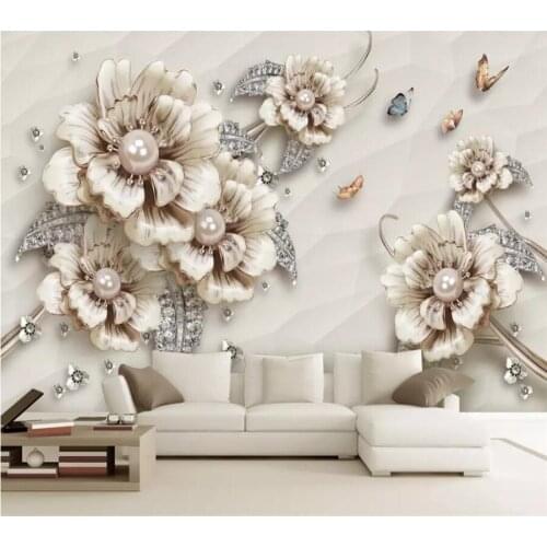 Beibehang Custom wallpaper 3d photo mural exquisite luxury three-dimensional jewelry flower TV background wall paper 3d mural