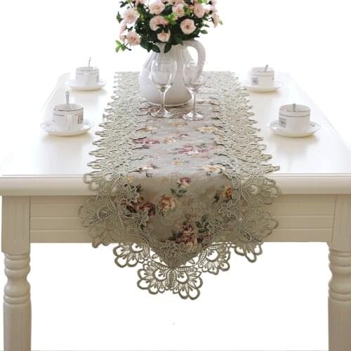 40x120cm Lace Table Flag Princess Table Runner Beige TV Ark Cover Cloth French Romantic Tablecloth Hotel Decoration