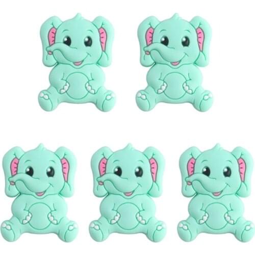5 Pcs/Pack Baby Infant Cartoon Elephant Shape Teether Silicone Beads Molar Toys 63HE