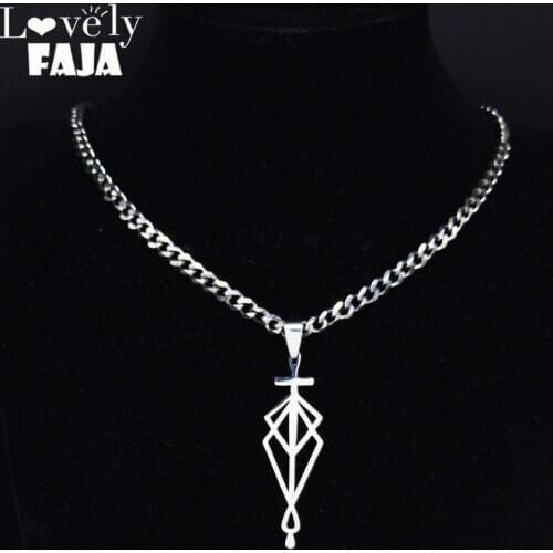 AFAWA 2021 Punk Cross Stainless Steel Chain Neckless for Women Silver Color Necklaces Pendants Jewelry collar mujer N4126S03