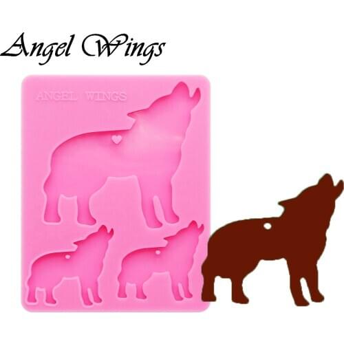 Shiny Wolf family keychains Silicone Molds DIY Jewelry keychain mould Epoxy Resin Mold Custom DY0164