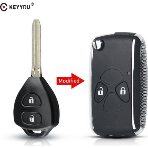 KEYYOU Modified 2/3/4 Button Folding Flip Remote Key Shell For Toyota Camry Corolla RAV4 Yaris Shining Key Fob Case Toy43 Blade