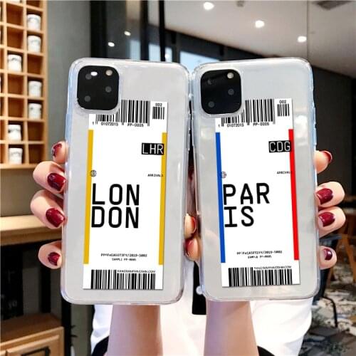 Ins Travel Label Pattern Soft TPU Phone Case For iPhone 12 11 Pro Max 7 8 6s Plus XR XS SE2020 Letter Silicone Back Cover